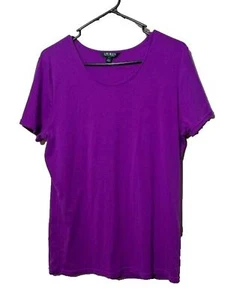 Laren Ralph Lauren Womens sz 1X Purple short sleeve stretch scoop neck logo - Picture 1 of 10