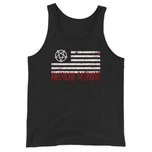 American Satanist Pentagram Bloody Flag Men's Tank Top Shirt - Picture 1 of 15