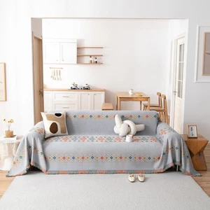 Gray Jacquard Couch Cover Boho Geometric Couch Cover L Shape Cat Dog Resistant C - Picture 1 of 9