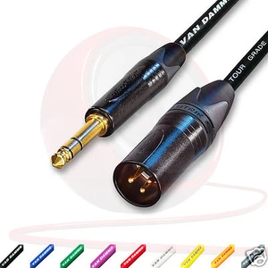 Van Damme & Neutrik STARQUAD Gold Male XLR to 1/4" TRS Jack Cable. Balanced Lead - Picture 1 of 9