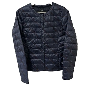 Uniqlo Women's Quilted Down Snap Button Jacket Navy Blue Size Small Lightweight - Picture 1 of 5