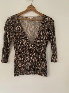 New York & Co Women's Cardigan Sweater 100% Cotton Animal Print Sequin Size S - Picture 1 of 7