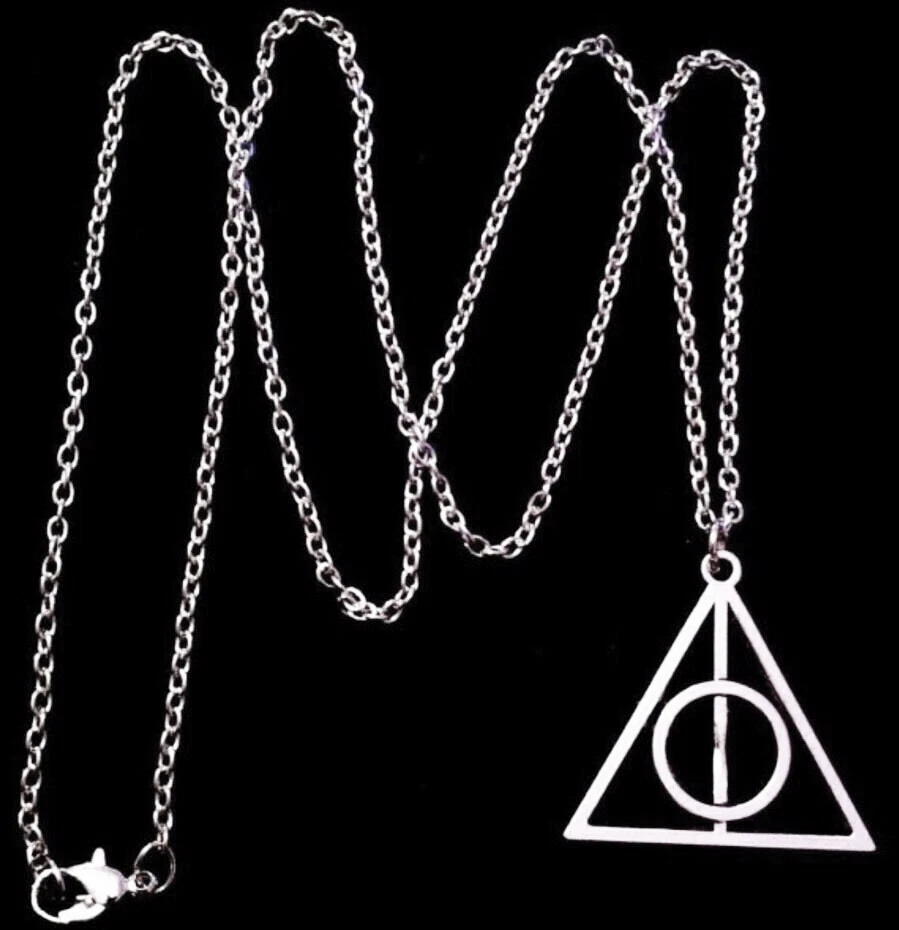 Collana Acciaio Lunga HARRY POTTER con triangolo Argento DONI DELLA MORTE Donna - Immagine 1 di 4