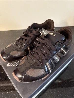 NEW with Box And Tags Geox Women’s Chocolate/Bronze Patent Leather Sneakers US 7 - Image 1 of 4