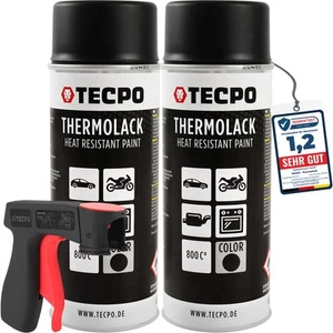 2x400ml THERMOLACK AUSPUFFLACK 800°C HITZEBESTÄNDIG SCHWARZ MATT + PISTOLENGRIFF - Bild 1 von 7