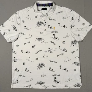 William Murray Polo Shirt Mens 2XL Jamaica Golf Course White Stretch AOP XXL - Picture 1 of 12
