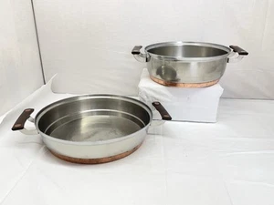 Lot of 2 Vtg. Presto Pride 1950 18-8 Stainless Copper Bottom skillet frying Pan - Picture 1 of 22