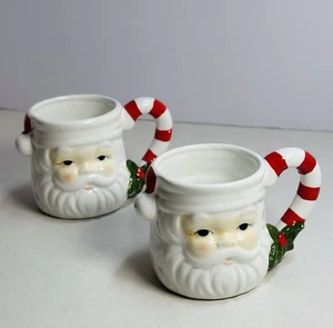 Vtg 1982 Ron Gordon Santa Claus Face Mugs Set Of 2 - Picture 1 of 4