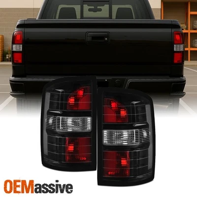 Par de luces traseras halógenas negras para GMC Sierra 1500 2014-2018 con intermitente LED Foto 1 de 4