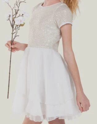 $266 Vestido Falda Zoe LTD Niñas Blanco Cecilia Gasa Talla 16 Foto 1 de 4