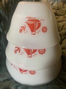 vintage mckee red sail boat bowls (3) - Picture 1 of 6