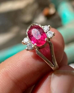 Natural Red Ruby Solitaire Ring For Girls Promise And Wedding Ring Silver 925 - Picture 1 of 2