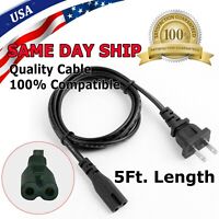 AC Power Cord Cable for PS4 & PS3 Slim Super Slim PS2 XBOX PSV PC 2 Prong LAPTOP