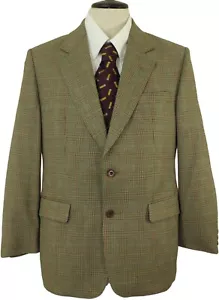 DAKS LONDON MENS 38" SHORT BROWN MIX LIGHTWEIGHT WINDOWPANE JACKET - Picture 1 of 9