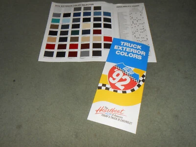 1992 CHEVROLET TRUCK CORES EXTERIORES/FOLHETO DE PINTURA '92 PICKUP BLAZER VAN S-10 - Imagem 1 de 2