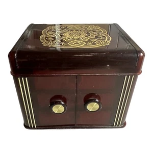Mid Century Mod Cosmetic Jewelry Storage Box Plastic Mirror Drawers Vanity - Picture 1 of 5