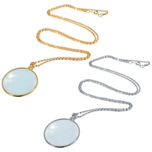 Utility Monocle Lens Necklace With 5x Magnifier Coin Magnifying Glass Pendant - Picture 1 of 14