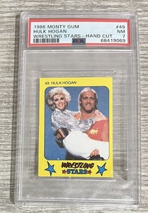 1986 Hulk Hogan PSA 7 NM Monty Gum Wrestling Stars Card #49 w/Joan Rivers G14B