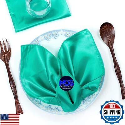 MDS Pack of 25 Satin Napkin Square 12 X 12 Inches Sliky Smooth Dinner Table N - Image 1 of 4