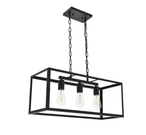 Chandelier Black Farmhouse Dining Room Kitchen Island 3 Light Ceiling Fixtures - Picture 1 of 12