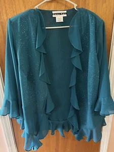 Dana Kay Size 16 Teal Glittery Party Jacket - Picture 1 of 1