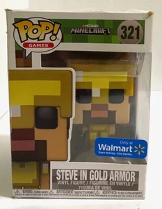 FUNKO POP GAMES, MINECRAFT, STEVE IN GOLD ARMOR, WALMART EXCLUSIVE #321 - Picture 1 of 1