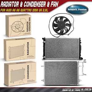 Radiator & AC Condenser & Cooling Fan Kit for Audi A6 A6 Quattro 1998 V6 2.8L