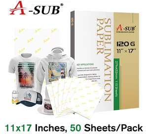 A-SUB Sublimationspapier 11x17 50 Blatt Musterpaket für Inkjet Wärmeübertragung - Bild 1 von 8