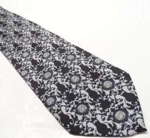 Versace Mens Tie 100% Silk Black Geometric Necktie Made in Italy - Picture 1 of 10