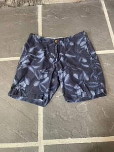 J Crew Linen Shorts Mens 34 Tropical Leaves Beach Blue Breathable Comfort C3320 - Picture 1 of 3