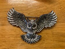 Stunning Butler Wilson Large Owl Brooch Pin Crystals