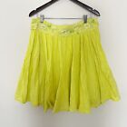 Anthropologie Floreat Stellina Embroidered Skirt Stretch Waistband Yellow Large