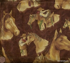 Horseshoe Trail horses cowboys western brown Moda fabric - Picture 1 of 1