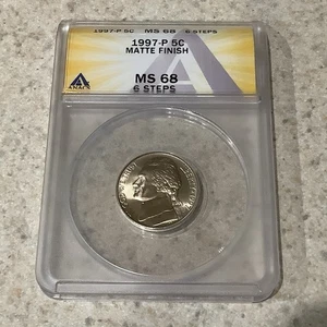 1997P Jefferson Nickel Matte Proof Finish Coin & Currency Set ANACS MS68 6 Steps - Picture 1 of 4