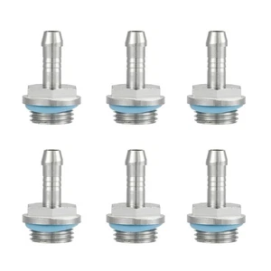 New 6 Pcs Barb Fittings Connector Replacement Parts For Water Tank Cooling - Zdjęcie 1 z 8