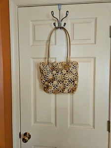 Womens Vintage Straw Floral Design Shoulder Bag Made In Phillipines - Picture 1 of 8