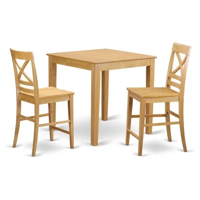 East West Furniture Pub 3-piece Traditional Wood Dining Table Set in Oak - Image 1 of 4