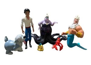 Figuras de Sirenita Disney Rey Tritón Úrsula Platija Sebastian Eric Max 6 piezas - Imagen 1 de 4