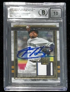 2020 Topps Museum Collection Gold Felix Hernandez Signed Jersey Card BAS Auto - Picture 1 of 2