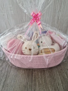 Pretty Pink Baby Girl Gift Hamper Basket - Newborn, Baby Shower, New Mum Gift - Picture 1 of 7