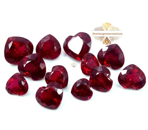 Burmese Certified AAA+ Natural Red Ruby  100 Ct Flawless Heart Cut Lot  Gemstone - Picture 1 of 5