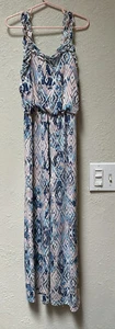 Girls Jumpsuit Spaghetti Square Neck Sleeveless Long Pants Blue & Pink SZ 7-8 - Picture 1 of 7