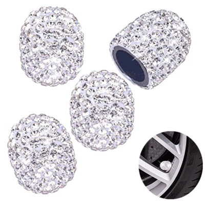 4x Bling Diamonds Válvula de Aire de Neumático de Coche Vástago Tapa Antipolvo Cubierta Llantas Accesorios Foto 1 de 4