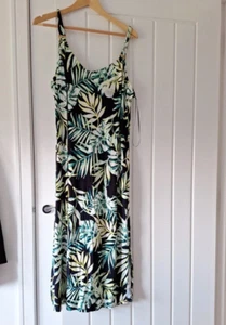 NWT - F&F multi Floral Stretchy Strappy Dress - side vents - women UK22 - Picture 1 of 4