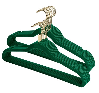 Bügel Kleiderbügel Samt Wäschebügel Hemdenbügel Garderobenbügel Anti-Rutsch Grün - Bild 1 von 4