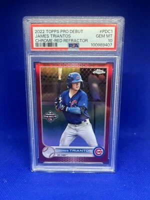 2022 Topps Pro Debut Chrome Red Refractors #PDC1 James Triantos /5 PSA 10 - Image 1 of 2