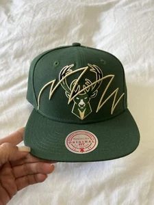 Mitchell & Ness Milwaukee Bucks Shark Bite NBA Snapback Adjustable Hat Cap - Picture 1 of 5
