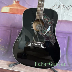41 inches Dove Acoustic Guitar Black Body Spruce Top Rosewood Fretboard 6 String - Picture 1 of 7
