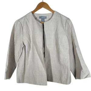 Liz Clairborne Gray Long Sleeve Linen Blazer Size Jacket L Career Formal - Picture 1 of 8