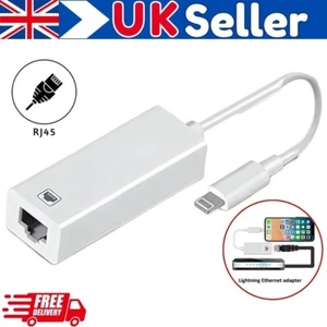For iPhone iPad to RJ45 Ethernet LAN Wired Network Adapter Cable Plug Play - Picture 1 of 13